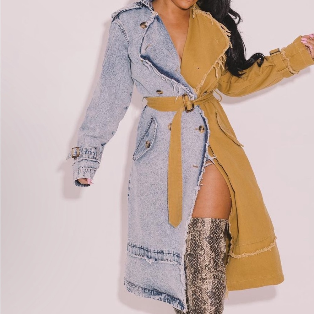 Denim and Mustard Trench Coat. Never Worn, Still with tags. - Picture 4 of 7